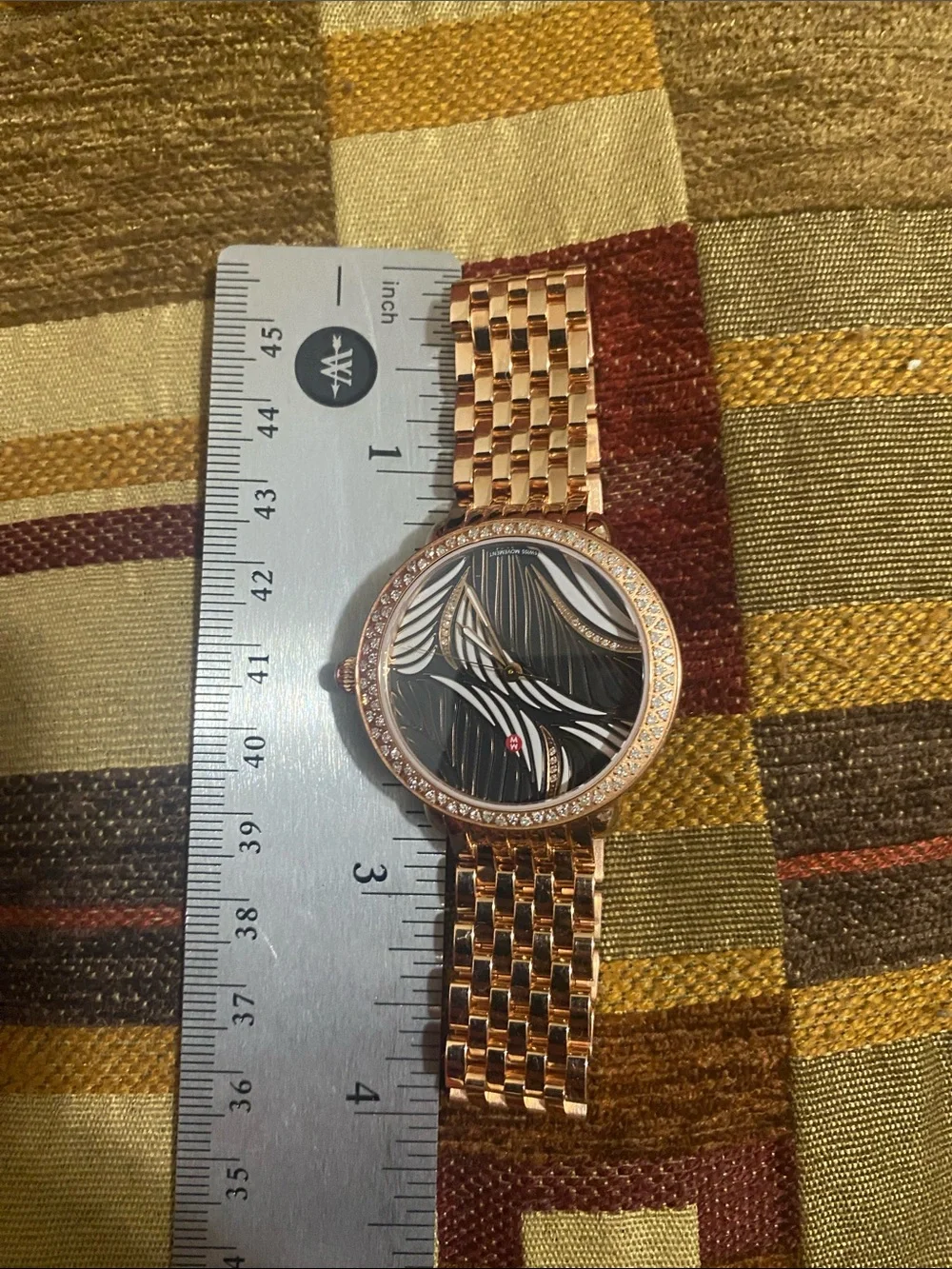 Luxurious Michele Serein 103 Diamond Bezel Rose Gold Willow Streaks Ladies Watch